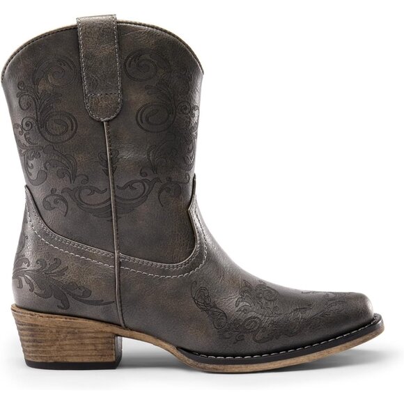 Dream Pairs Women's Grey Western Low Chunky Heels Square Toe Fall Ankle Boots - Picture 2 of 7